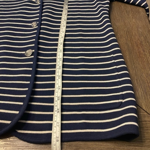 Chaps women stripe long cardigan navy blue and white size large career business - Picture 7 of 9